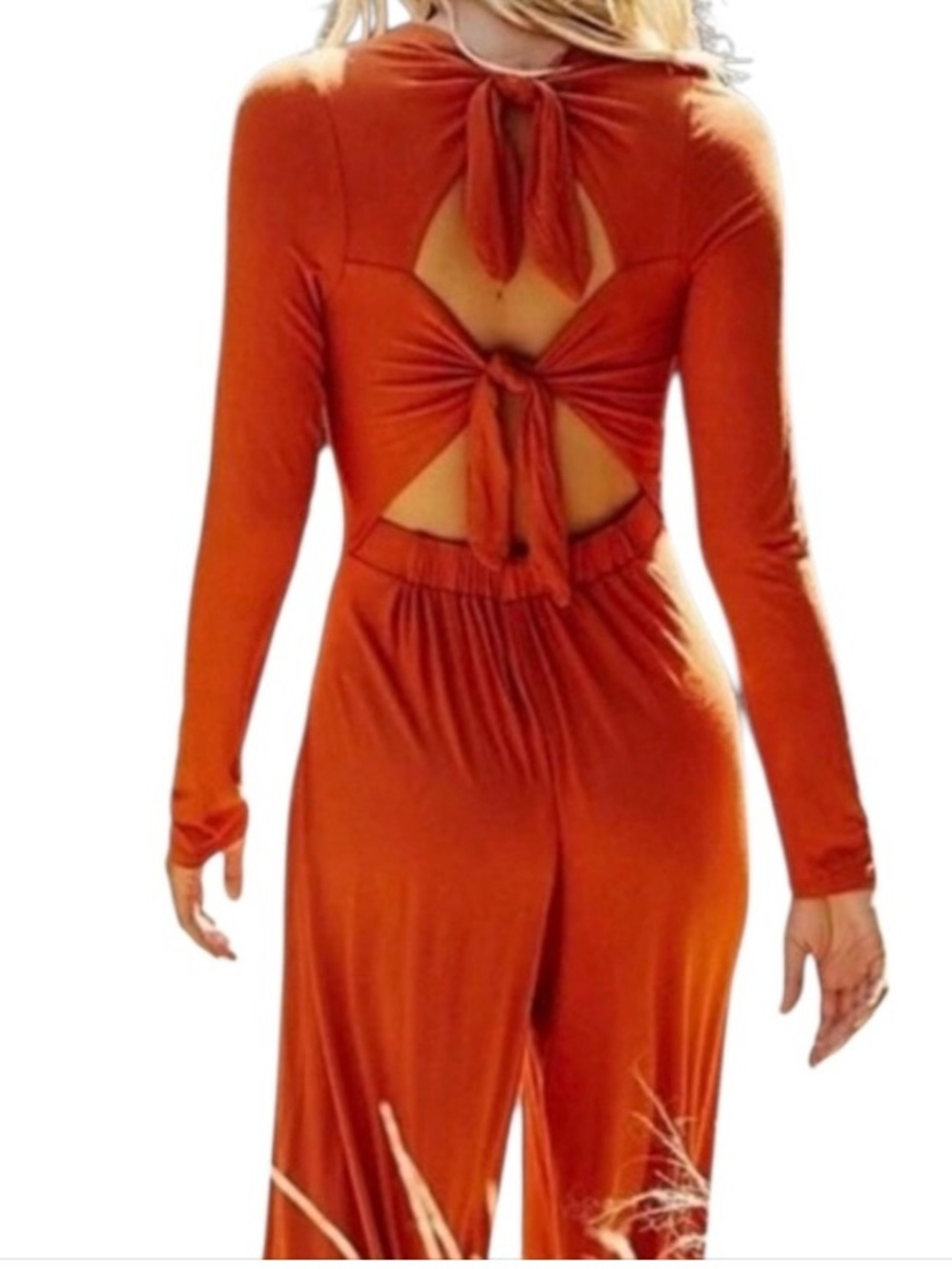 Free People Wide Leg Jumpsuit with Back Tie Detail